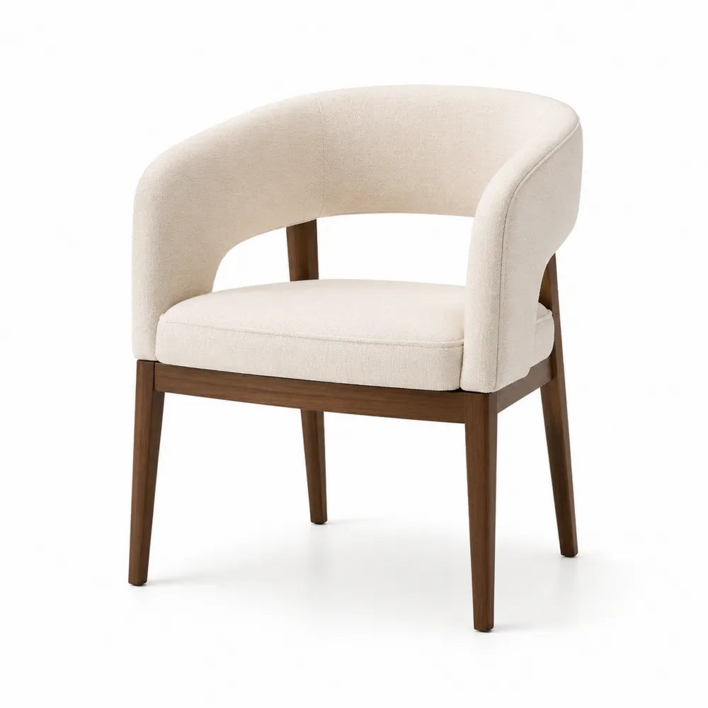 Sedia da pranzo in legno e tessuto beige