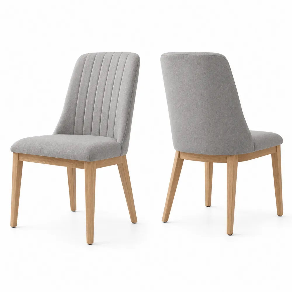 Set di 2 sedie in tessuto con gambe in legno