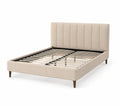 Letto Matrimoniale Velluto Beige con Testiera Imbottita