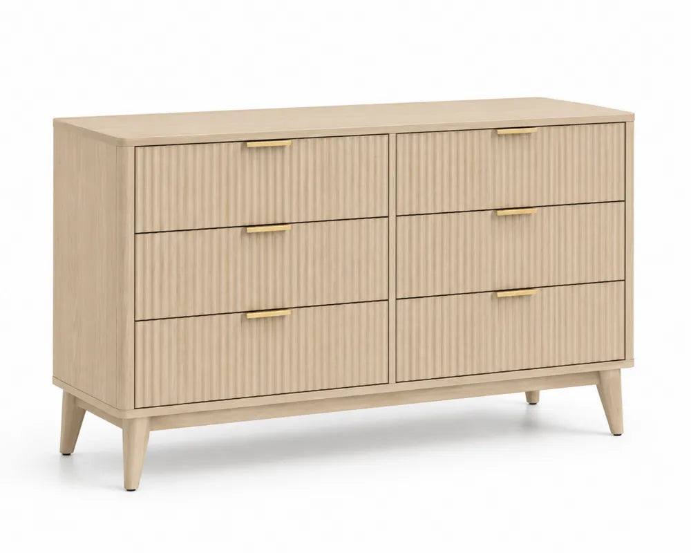 Cassettiera in Legno con Sei Cassetti e Maniglie in Metallo