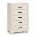 Cassettiera in legno massello bianco con 5 cassetti