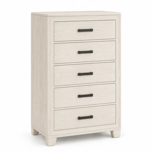 Cassettiera in legno massello bianco con 5 cassetti