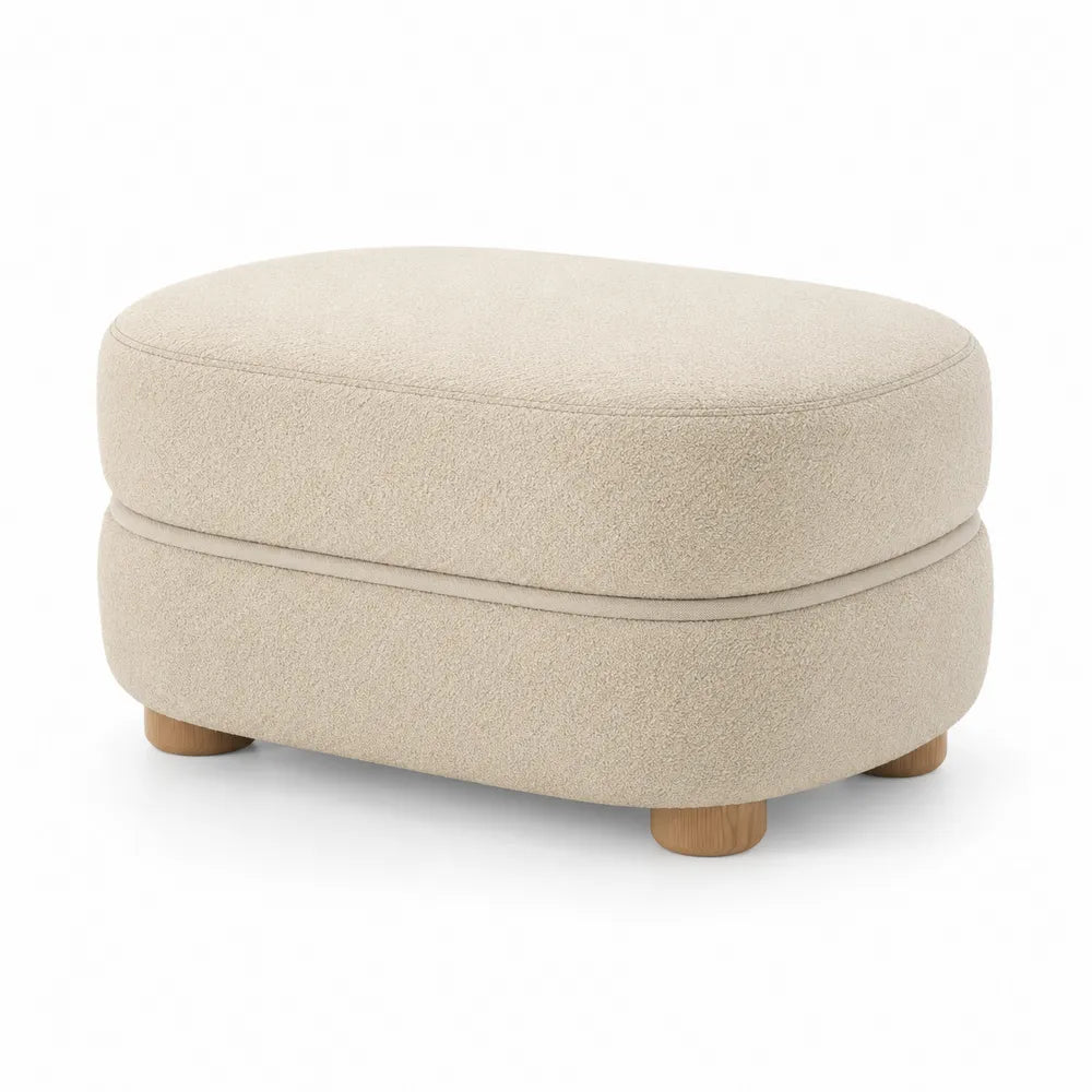 Poggiapiedi imbottito in tessuto boucl¨¦ beige