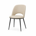 Sedia da pranzo in pelle sintetica beige con gambe in metallo nero