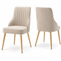Sedie da pranzo in velluto beige con gambe in metallo