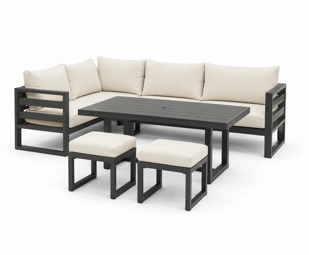 Set di mobili da esterno in metallo e tessuto Crema