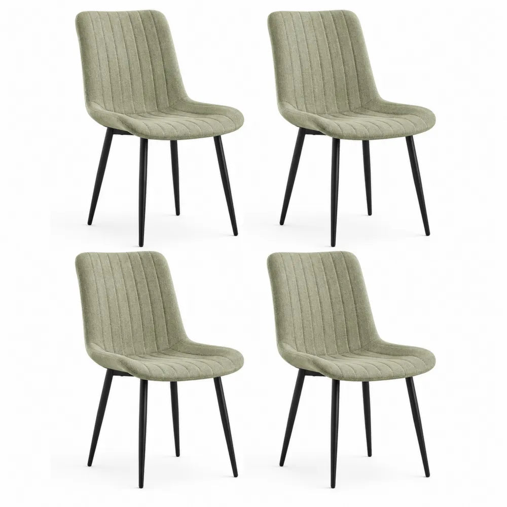 Set di 4 sedie in tessuto poliestere verde con gambe in metallo