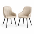 Set di 2 sedie con braccioli in pelle sintetica beige e gambe in metallo