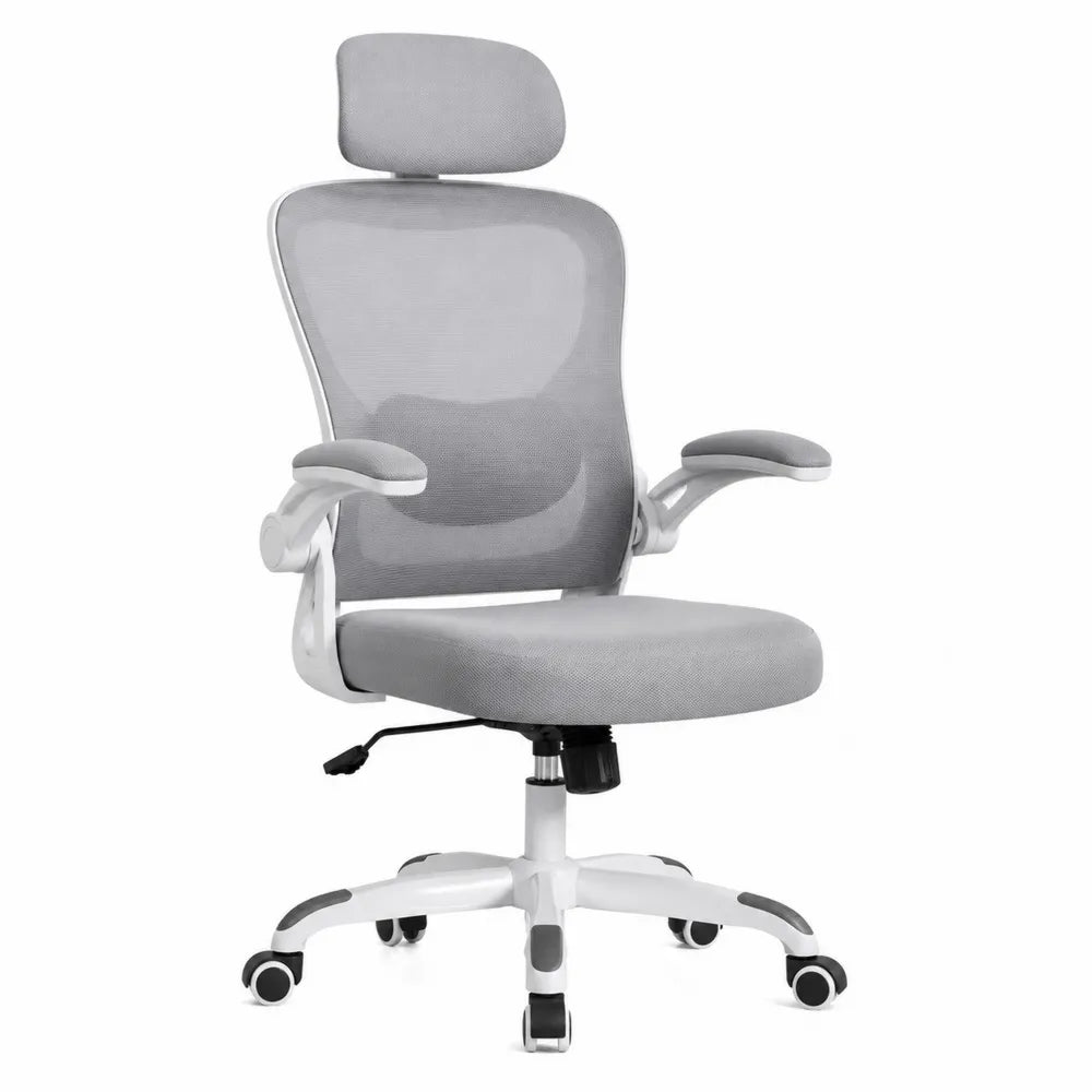 Sedia Ergonomica in Rete Grigia e Plastica con Seduta Regolabile