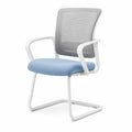 Sedia Ergonomica in Metallo con Seduta Blu e Schienale in Rete Grigia